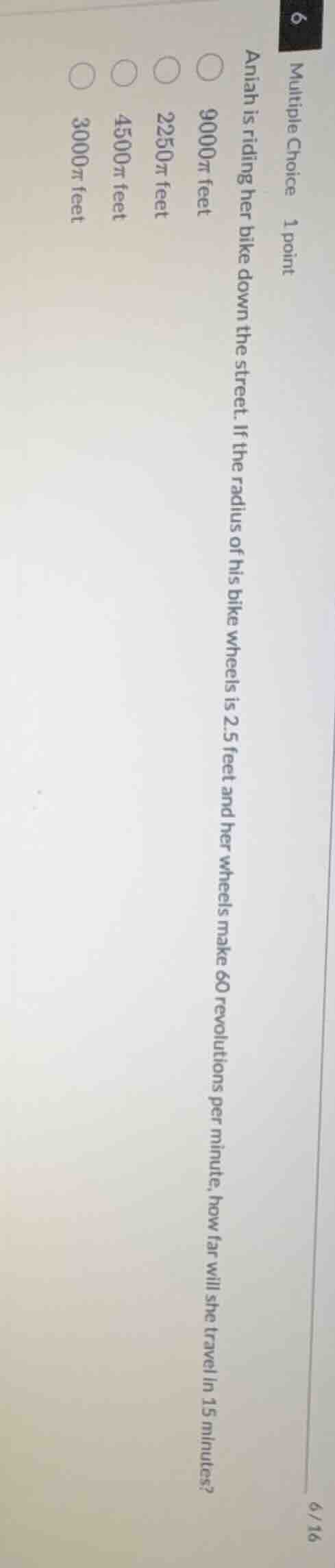 multiple choice 1 point aniah is riding her bike down the street. if th…