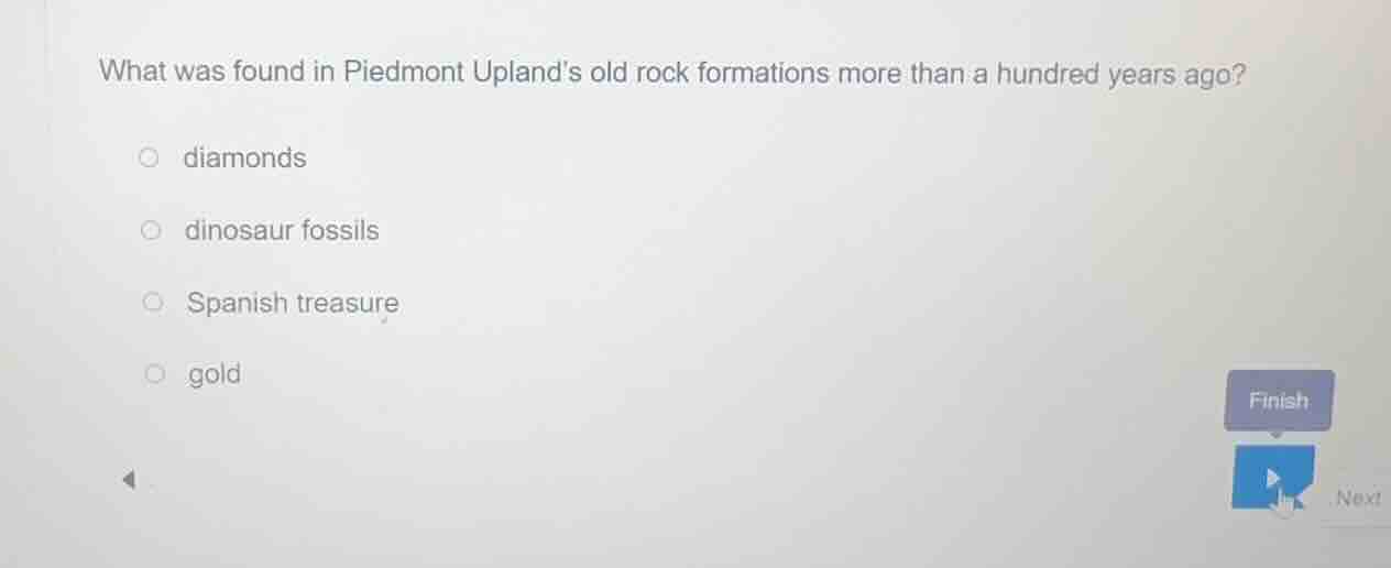 what was found in piedmont uplands old rock formations more than a hund…