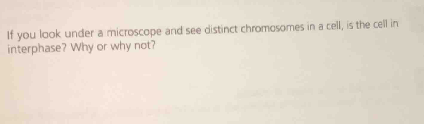 if you look under a microscope and see distinct chromosomes in a cell, …