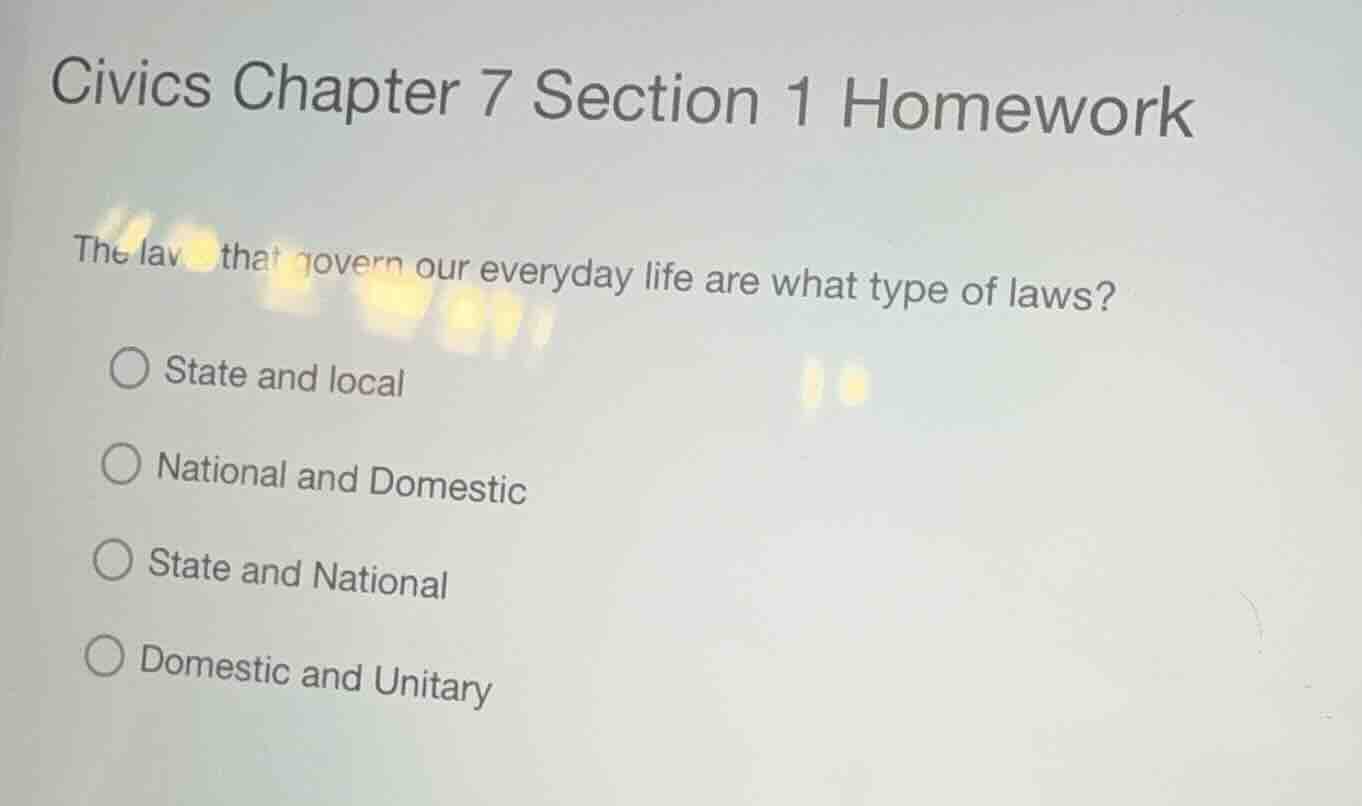 civics chapter 7 section 1 homework the laws that govern our everyday l…