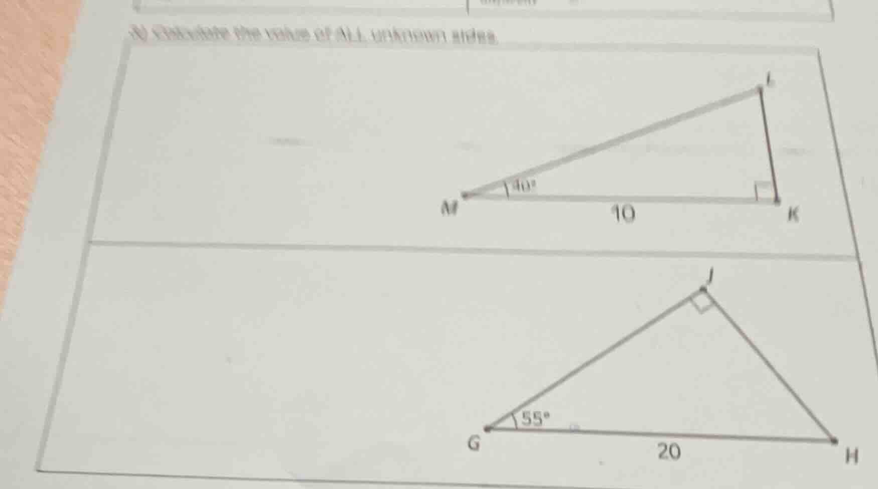 calculate the value of all unknown sides.