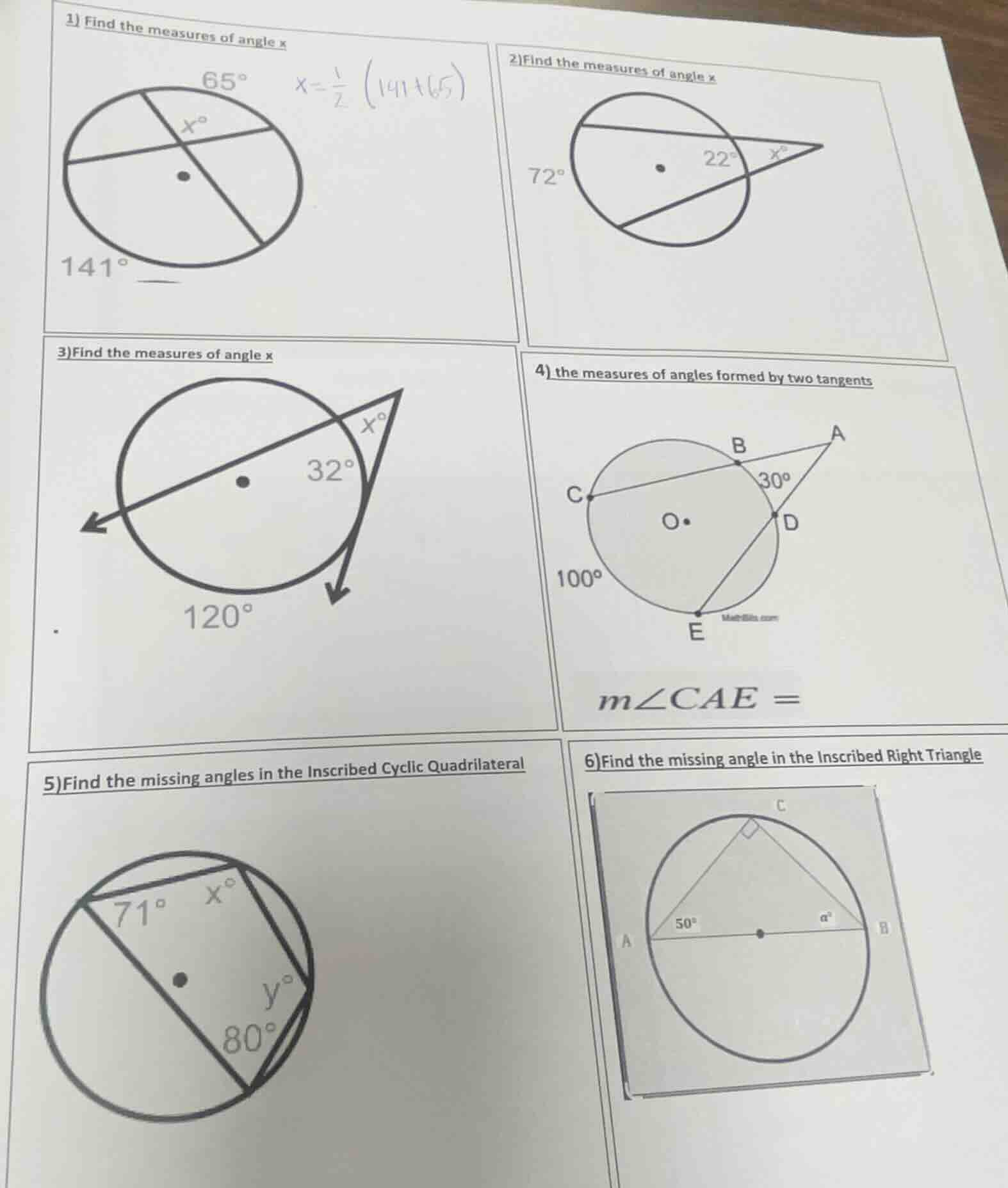 1) find the measures of angle x 2) find the measures of angle x 3) find…