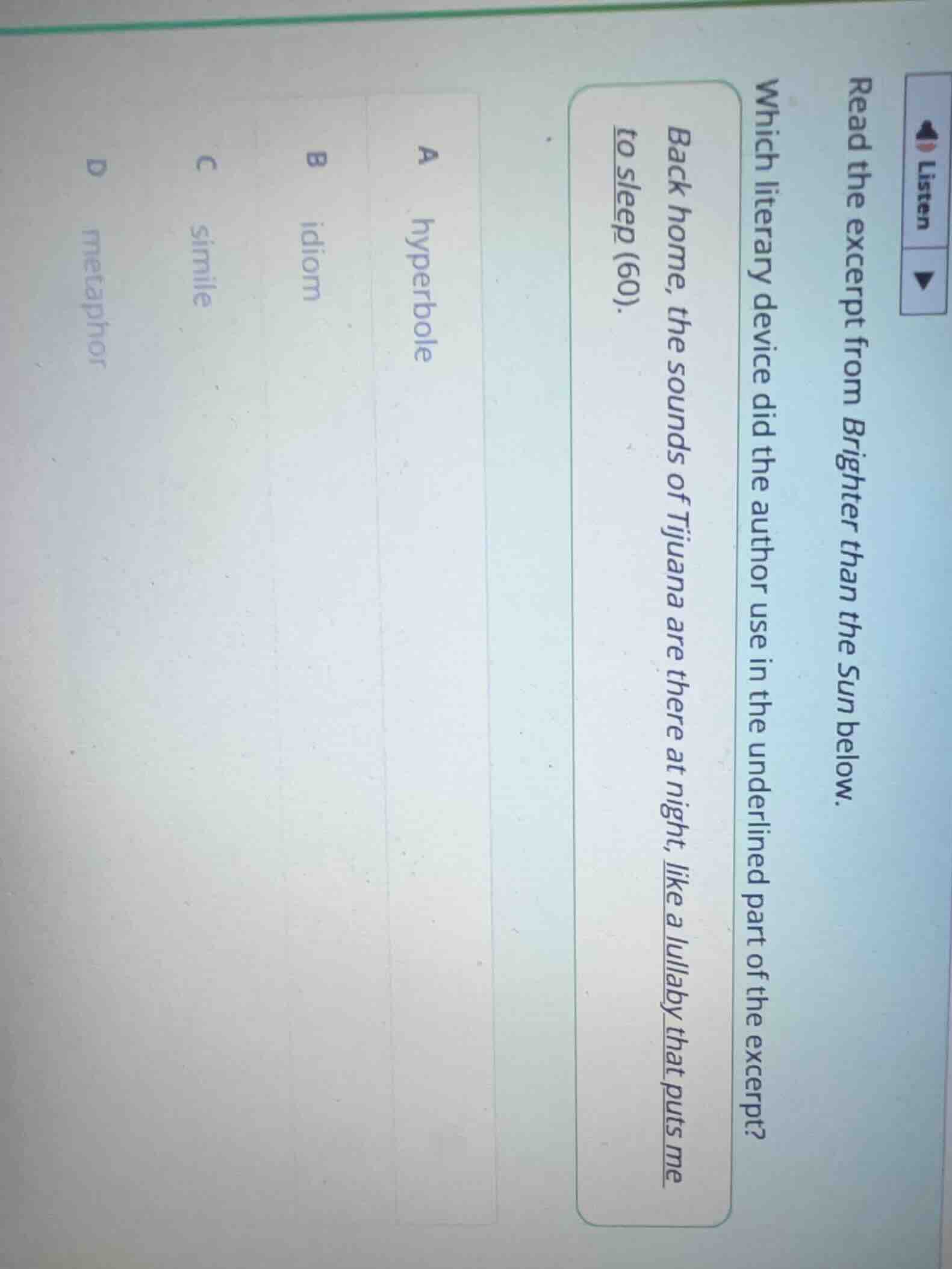 read the excerpt from brighter than the sun below. which literary devic…