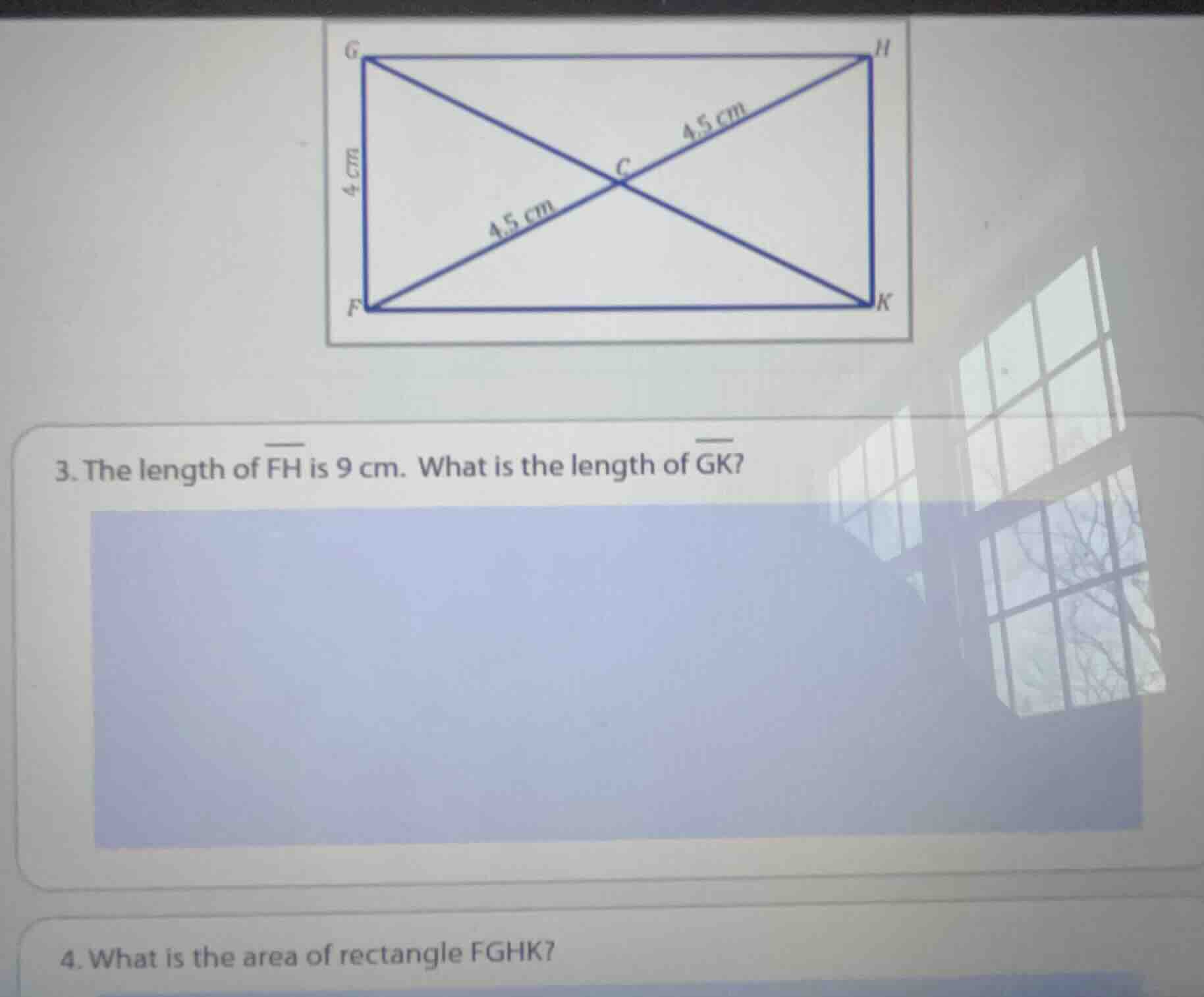 3. the length of \\(\\overline{fh}\\) is 9 cm. what is the length of \\…
