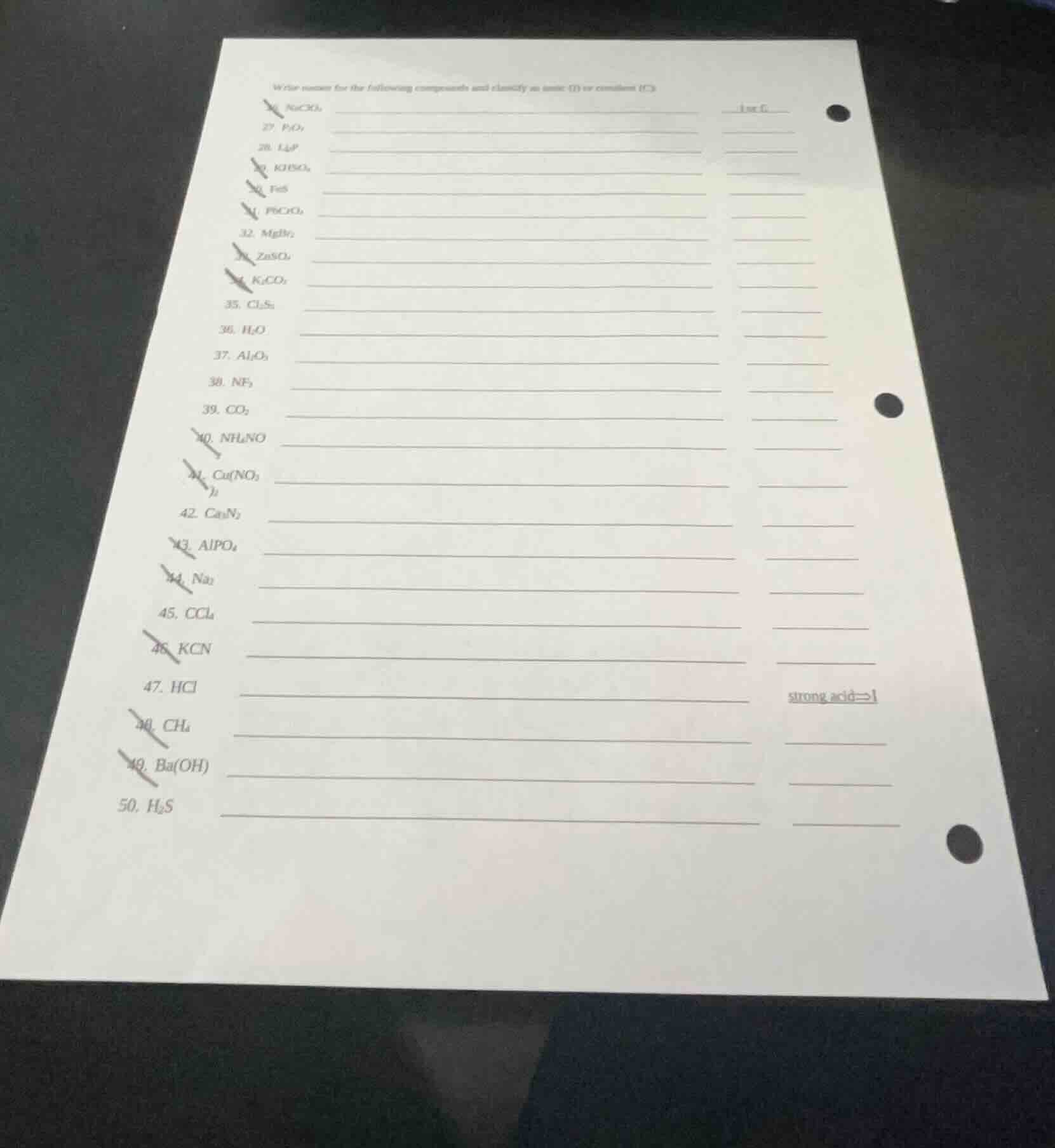 write names for the following compounds and classify as ionic (i) or co…