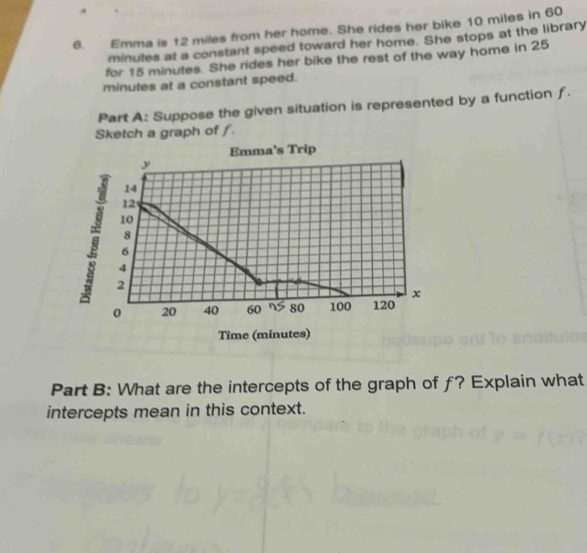 6. emma is 12 miles from her home. she rides her bike 10 miles in 60 mi…