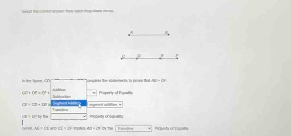 select the correct answer from each drop - down menu. in the figure, cd…