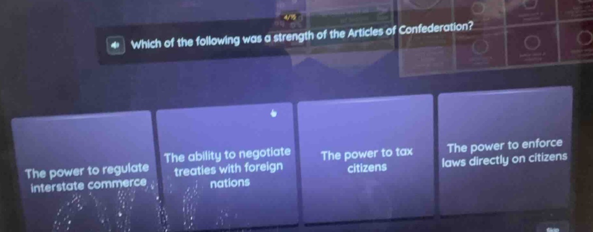 which of the following was a strength of the articles of confederation?…