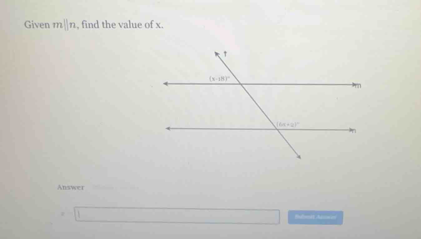 given ( m parallel n ), find the value of ( x ). answer