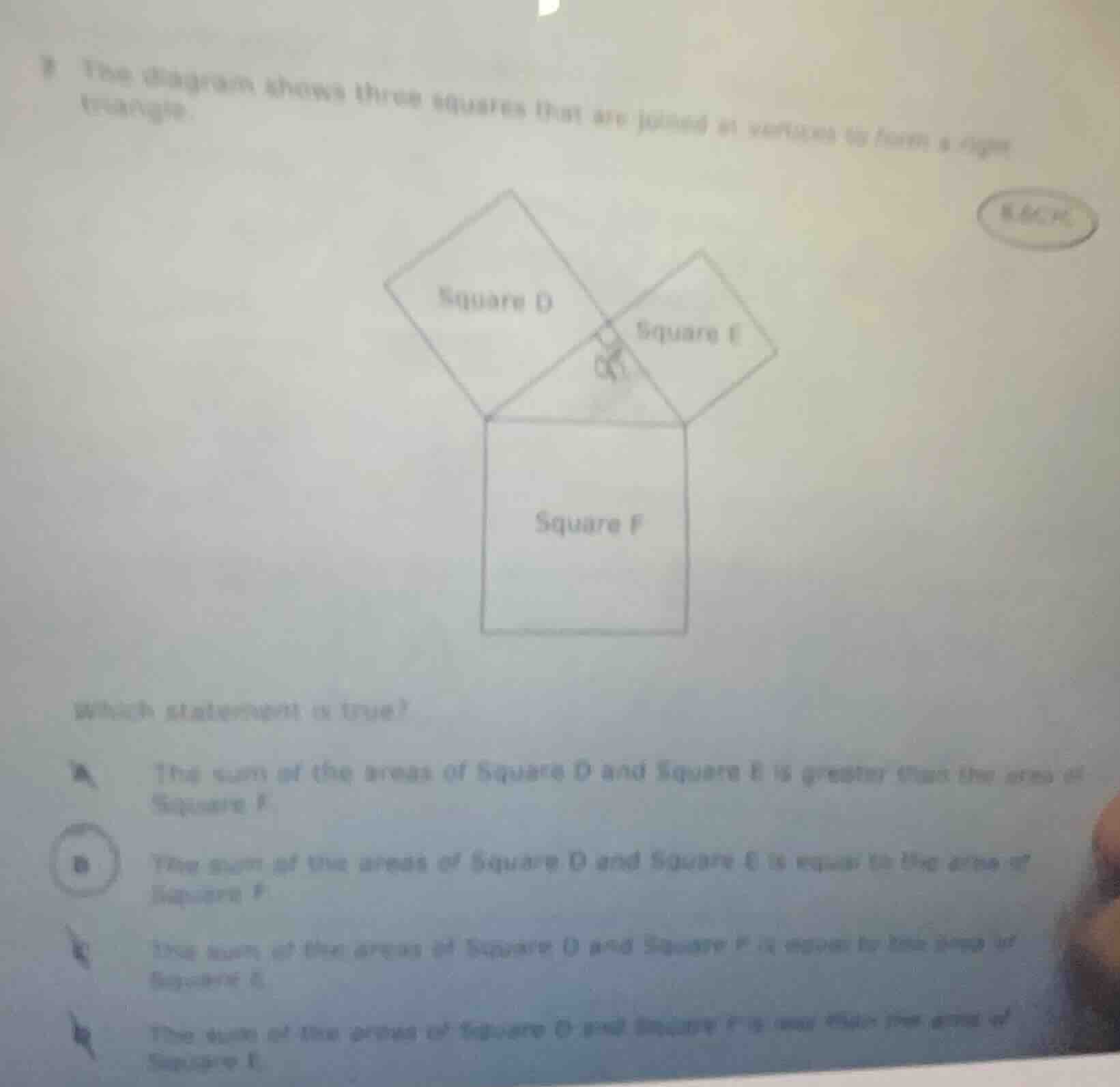 the diagram shows three squares that are joined at vertices to form a r…
