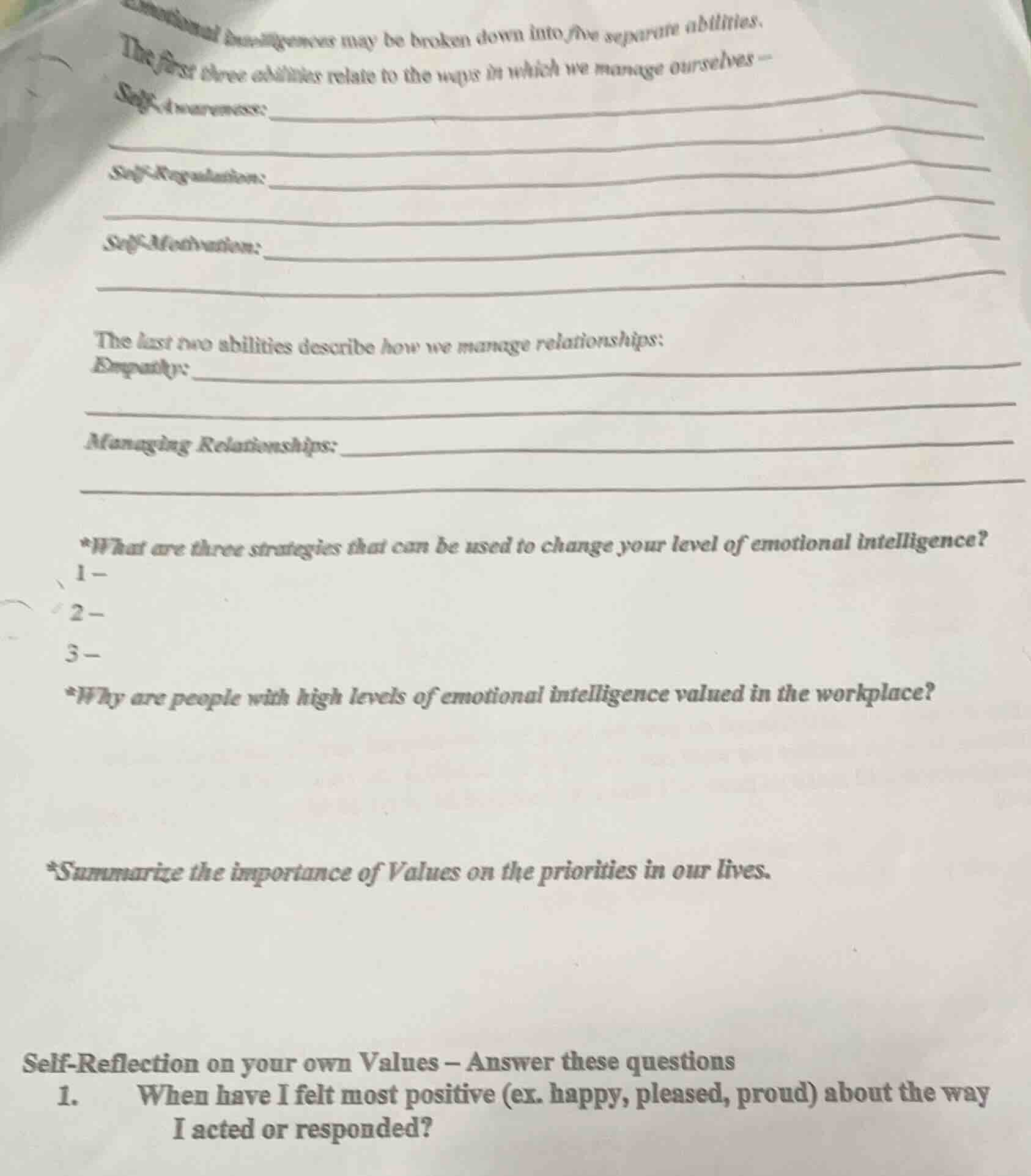 emotional intelligence may be broken down into five separate abilities.…