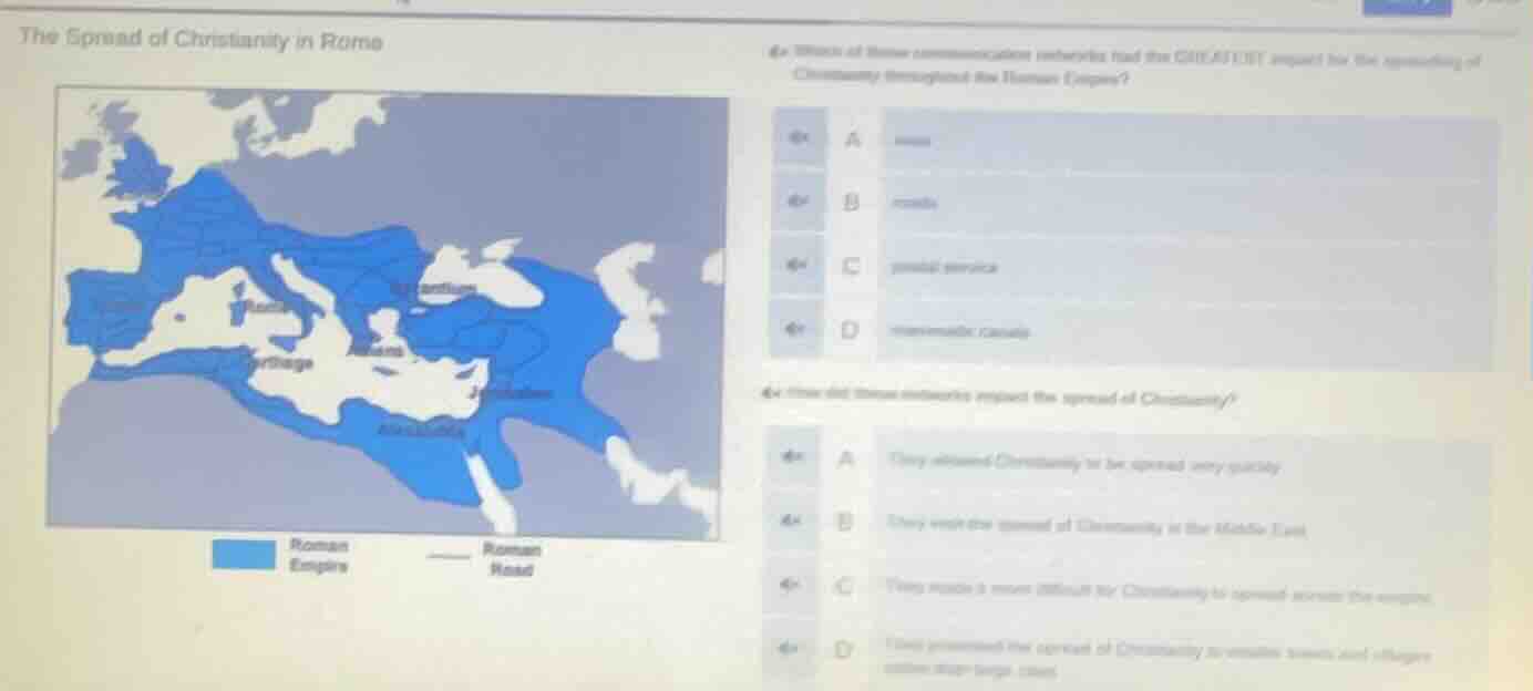 the spread of christianity in rome which of these communication network…