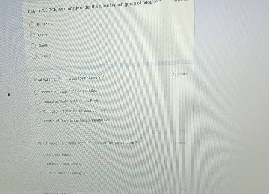 italy in 750 bce, was mostly under the rule of which group of people? e…