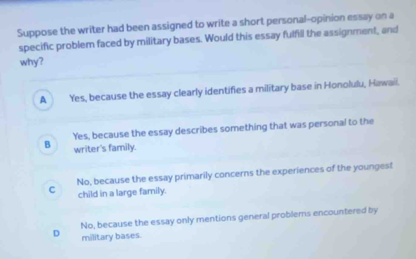 suppose the writer had been assigned to write a short personal - opinio…