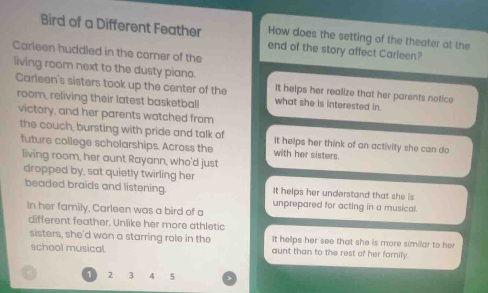 bird of a different feather carleen huddled in the corner of the living…