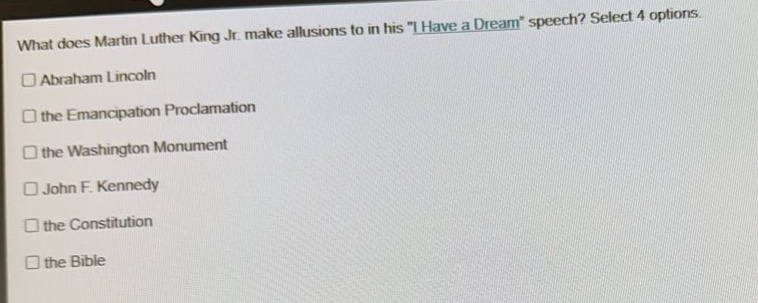 what does martin luther king jr. make allusions to in his \i have a dre…