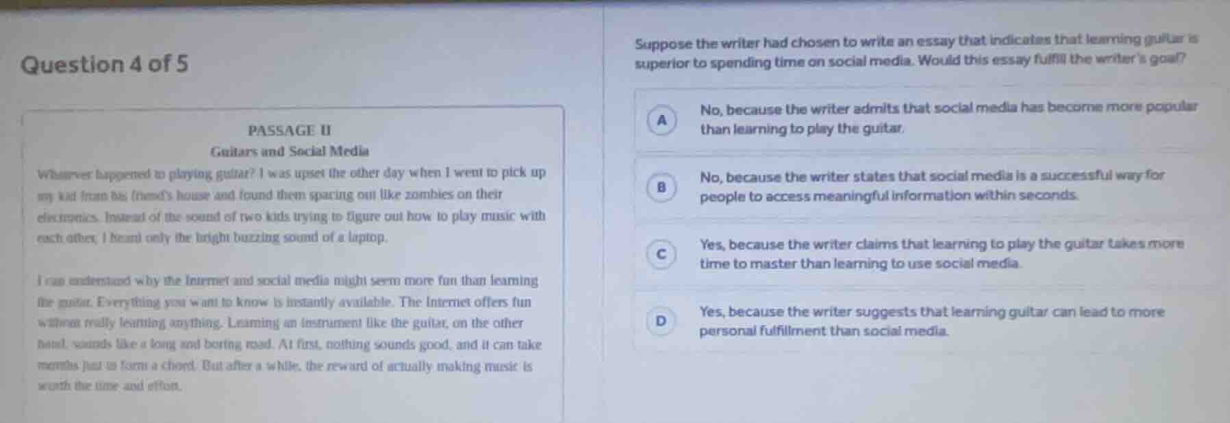 question 4 of 5 passage ii guitars and social media whatever happened t…