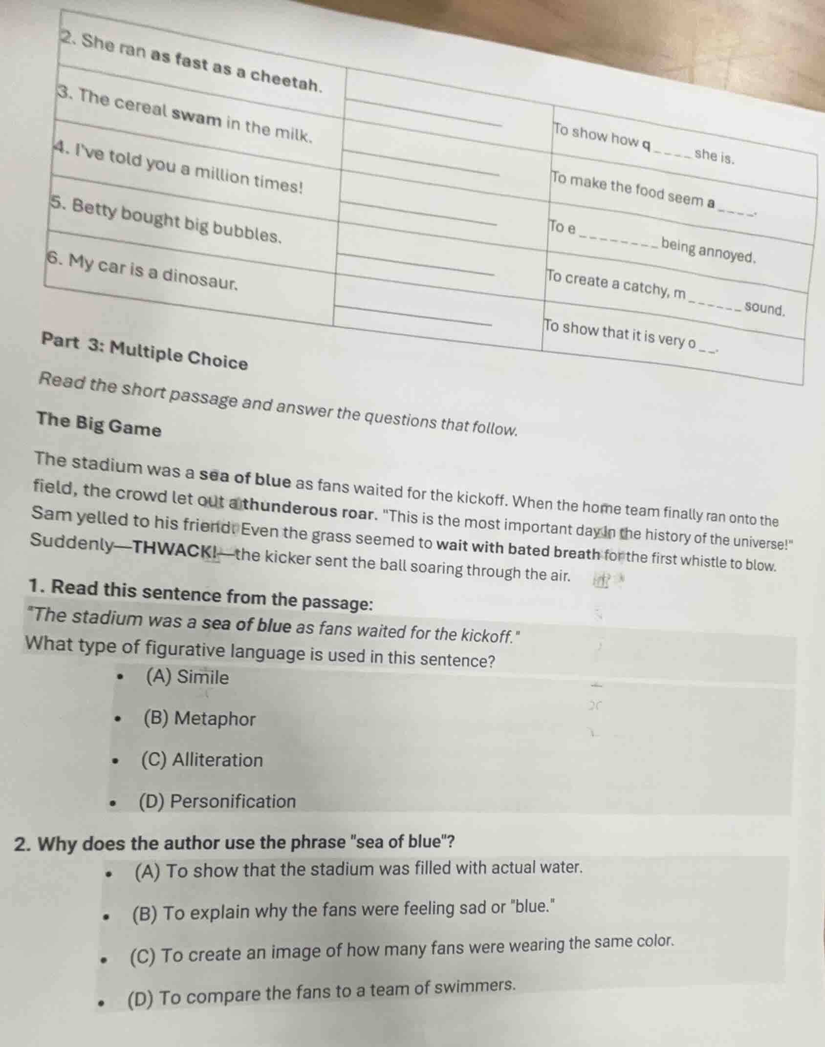 part 3: multiple choice read the short passage and answer the questions…