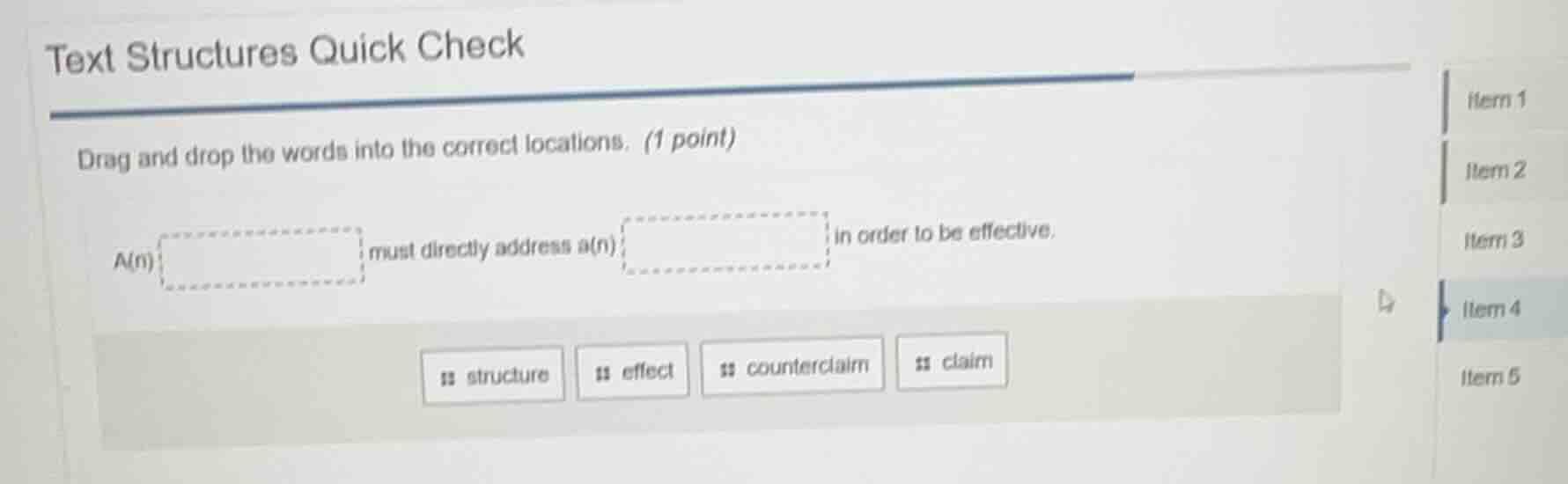 text structures quick check drag and drop the words into the correct lo…