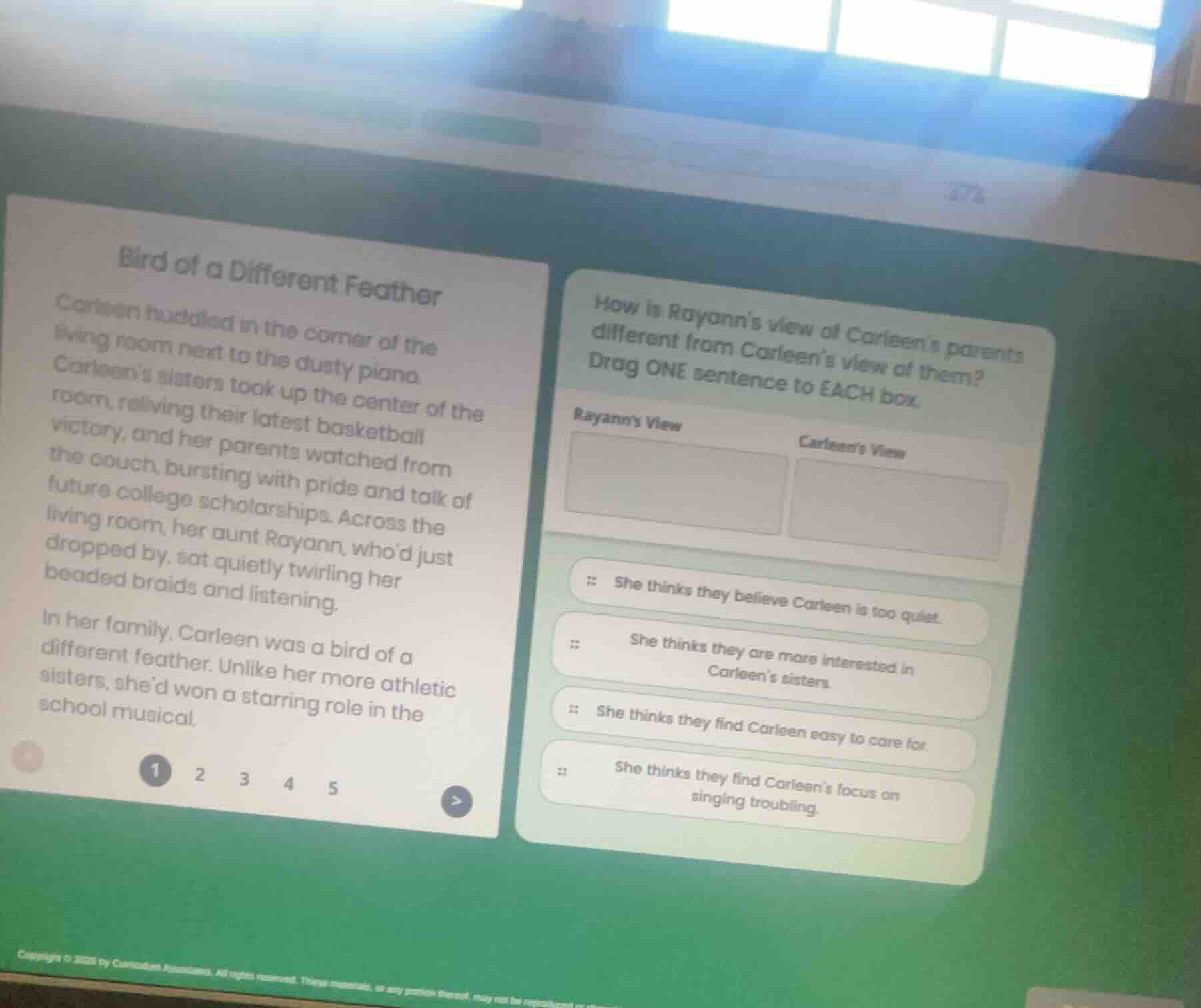 bird of a different feather carleen huddled in the corner of the living…