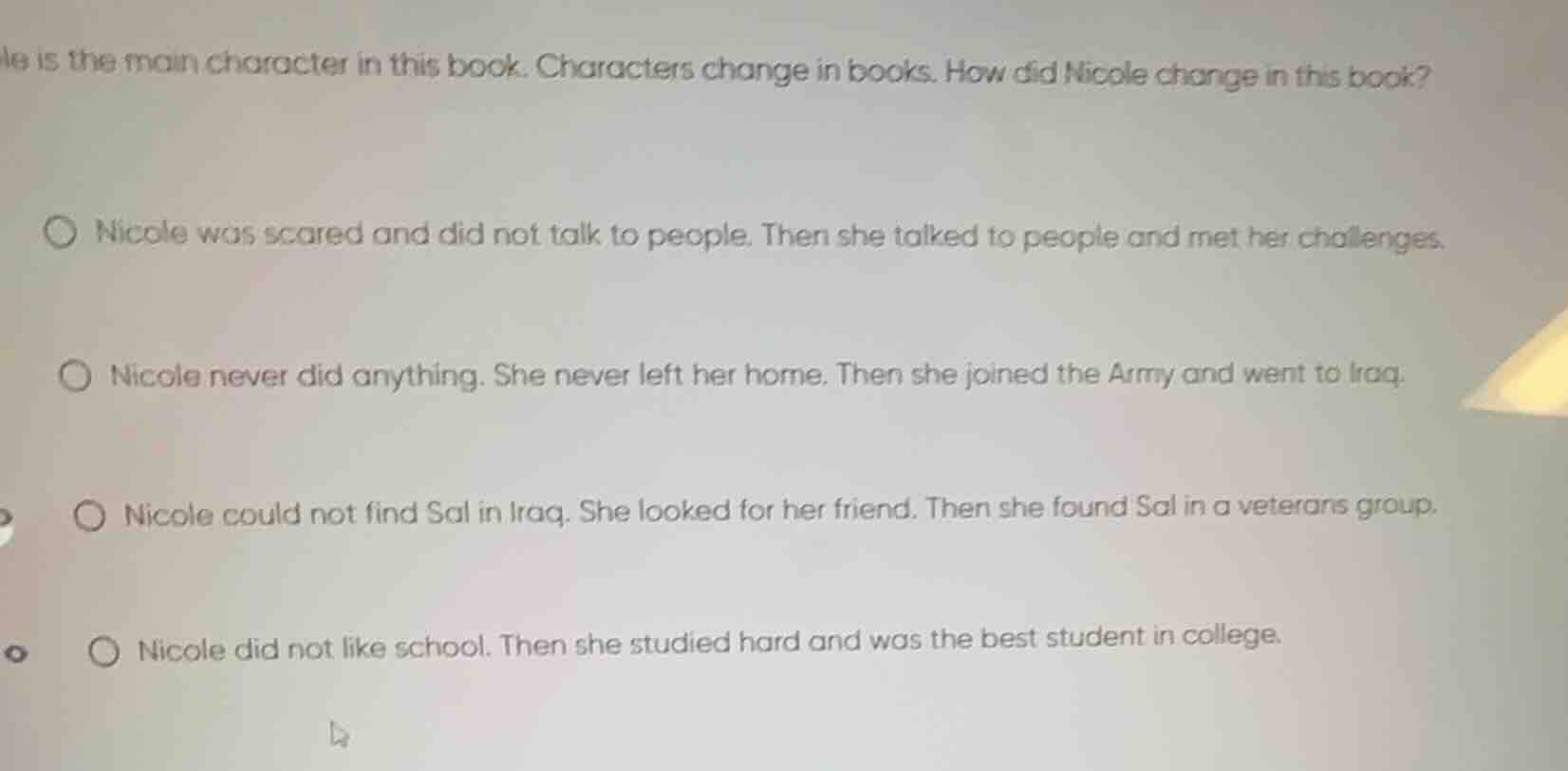 le is the main character in this book. characters change in books. how …