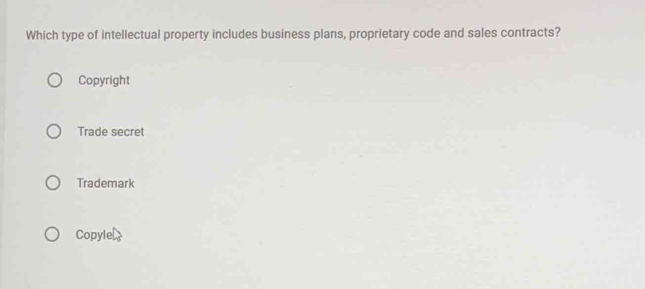 which type of intellectual property includes business plans, proprietar…