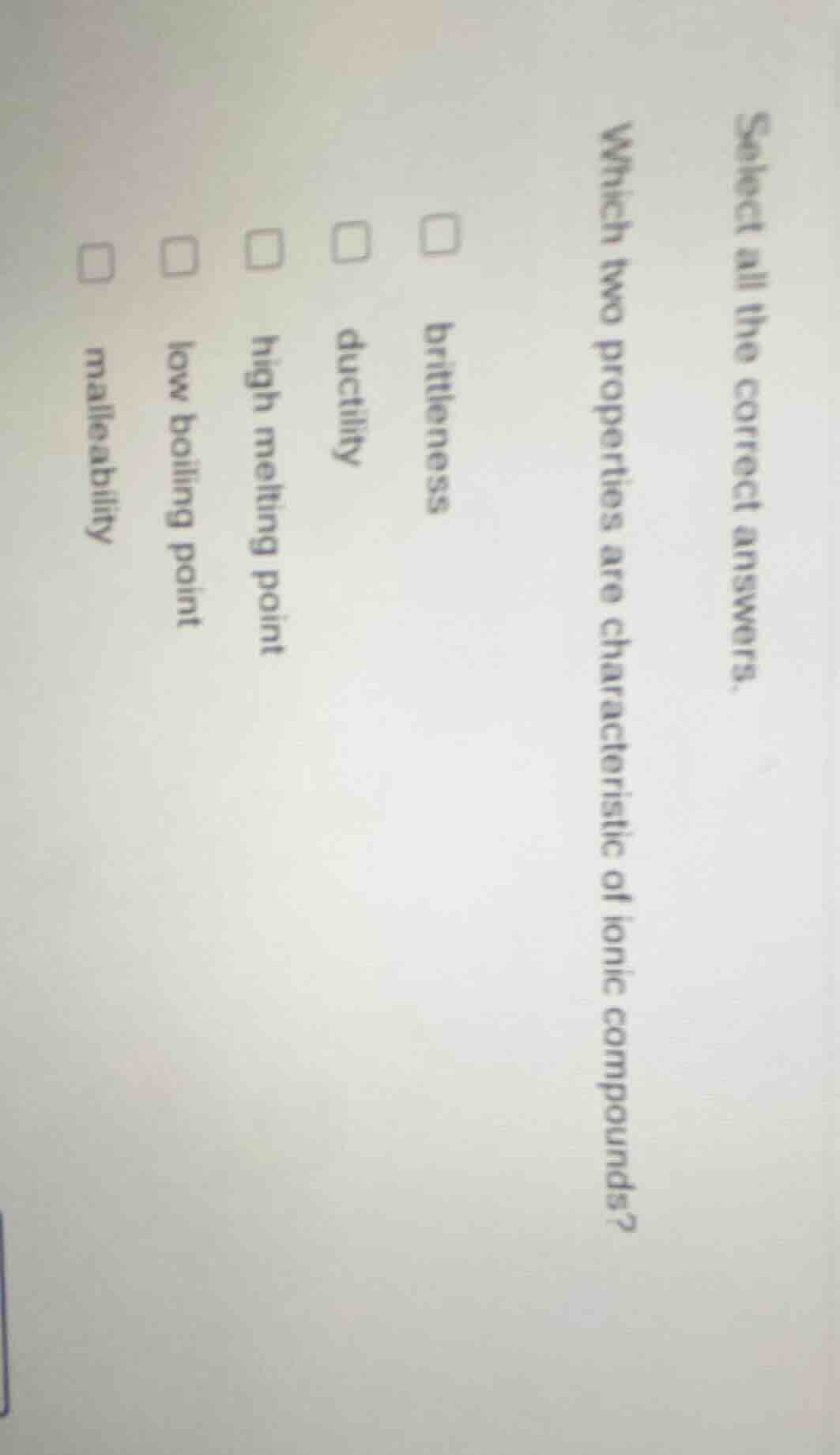select all the correct answers. which two properties are characteristic…