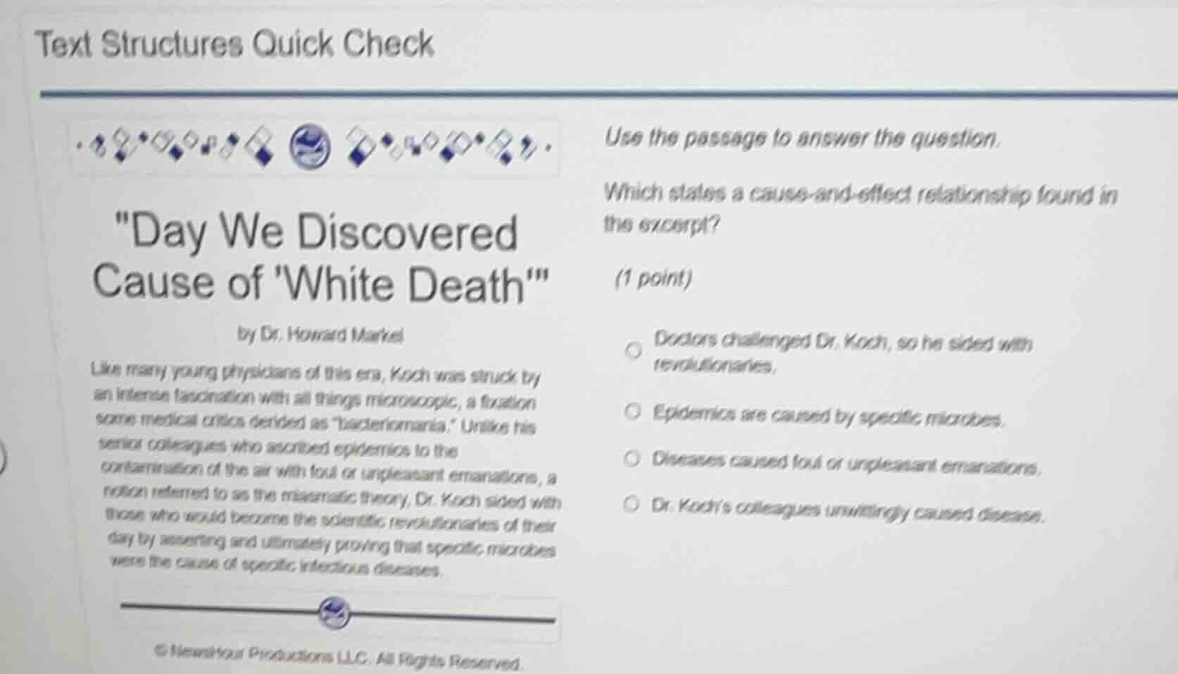 text structures quick check \day we discovered cause of white death\ by…