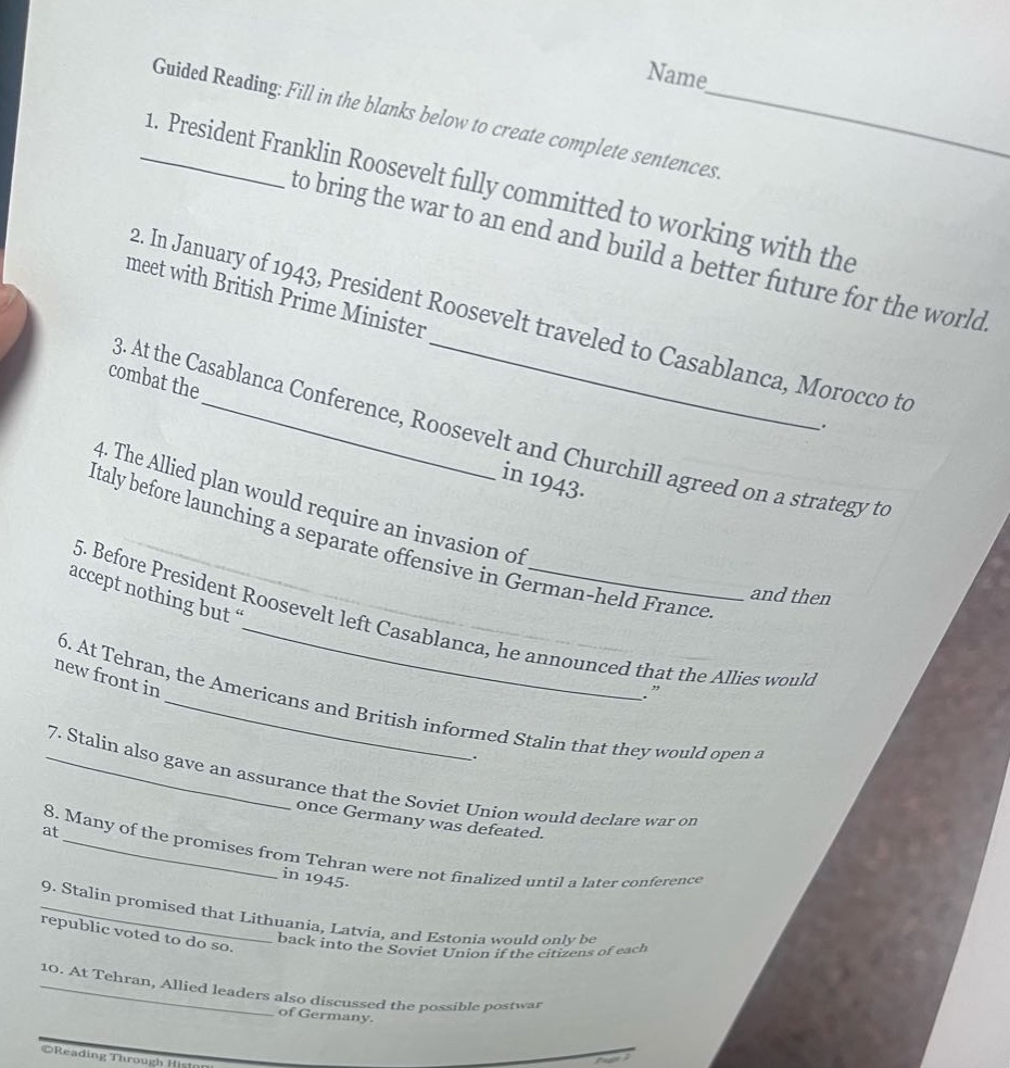 guided reading: fill in the blanks below to create complete sentences. …