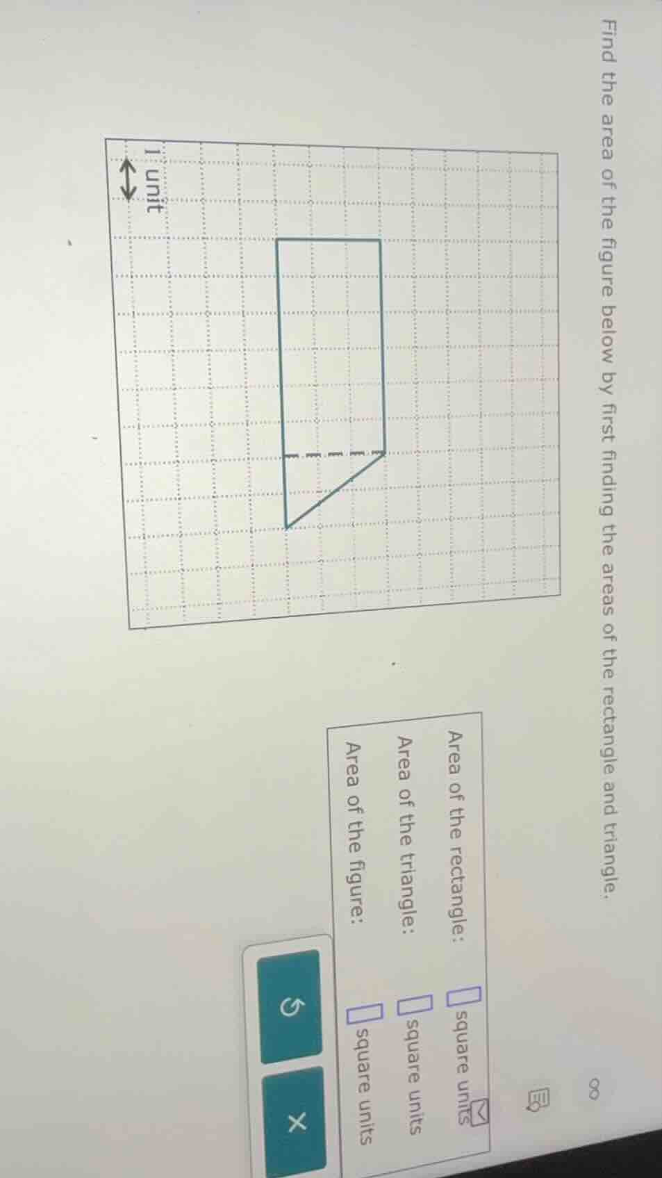 find the area of the figure below by first finding the areas of the rec…