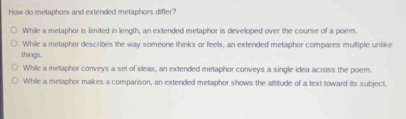 how do metaphors and extended metaphors differ? while a metaphor is lim…