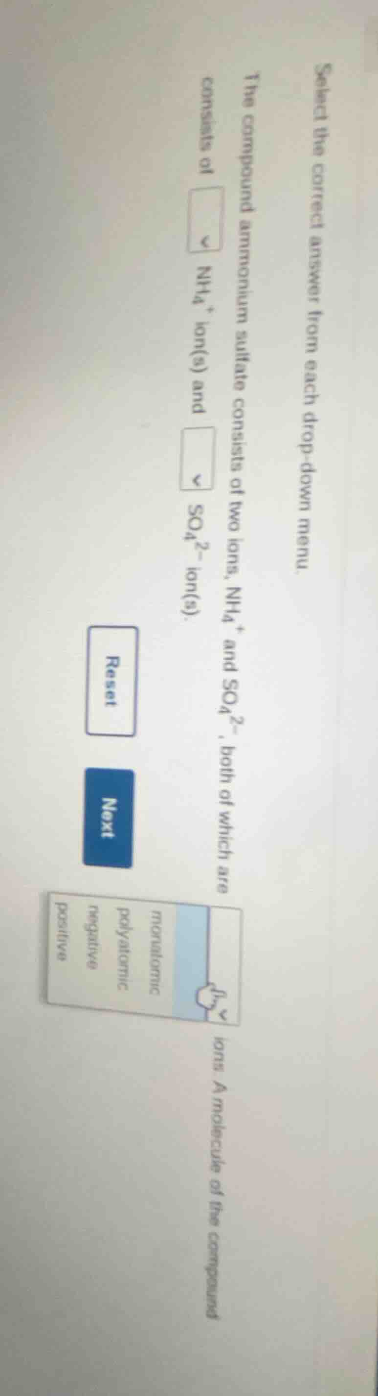 select the correct answer from each drop - down menu. the compound ammo…