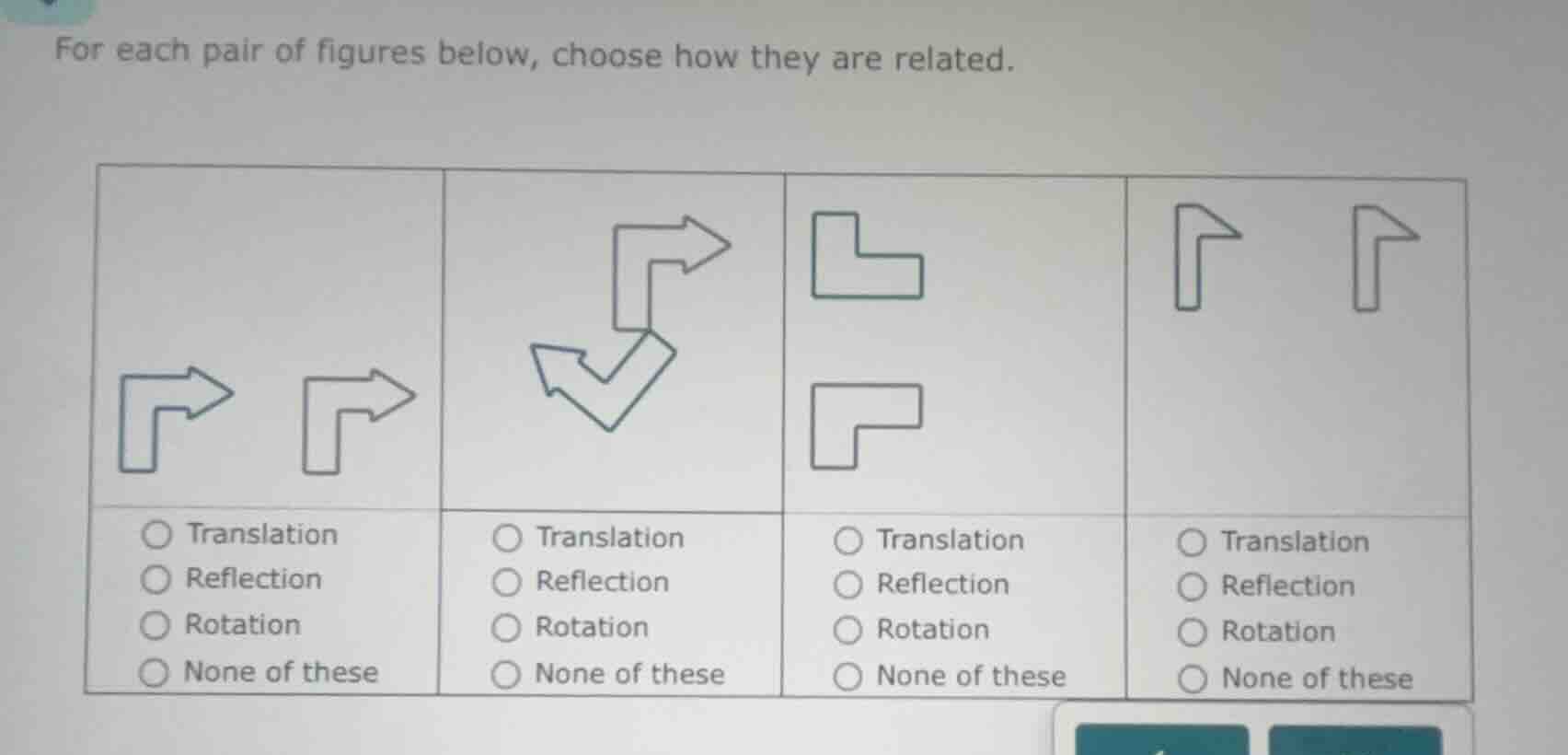 for each pair of figures below, choose how they are related. the chart …