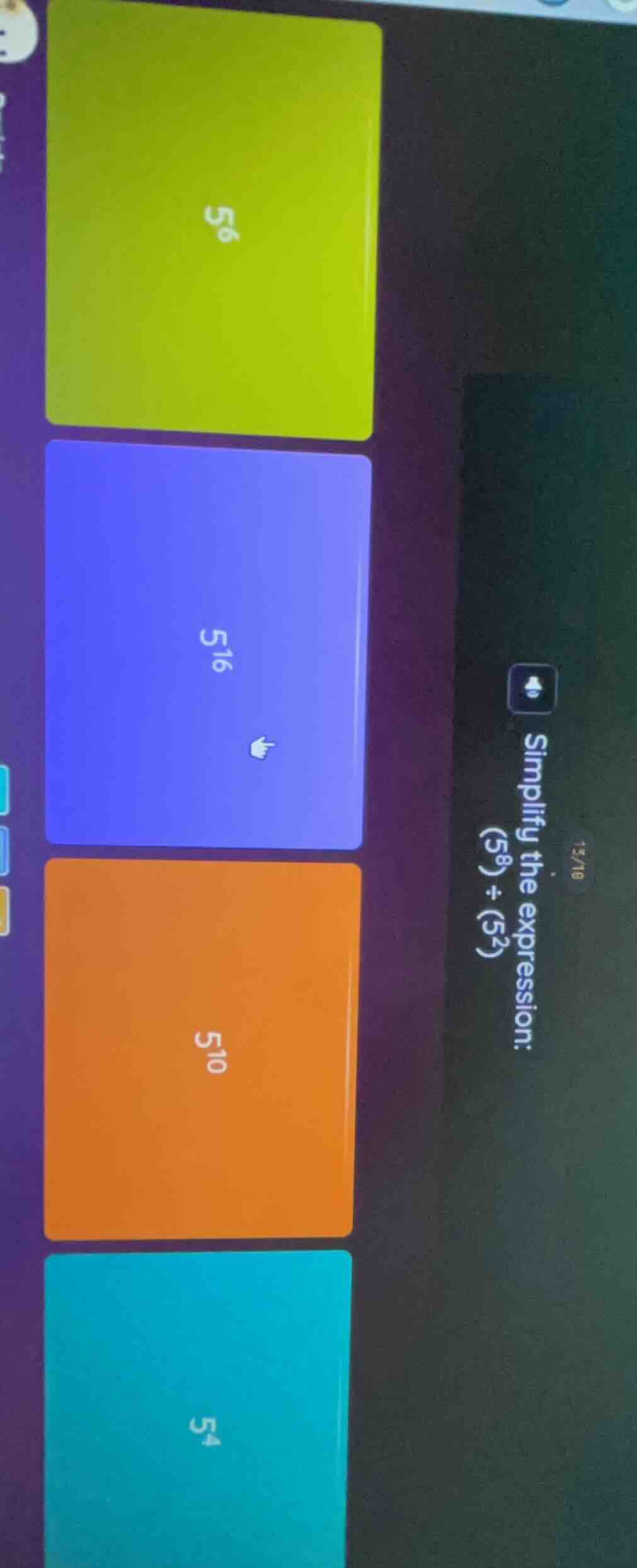 simplify the expression: $(5^8)\\div(5^2)$
