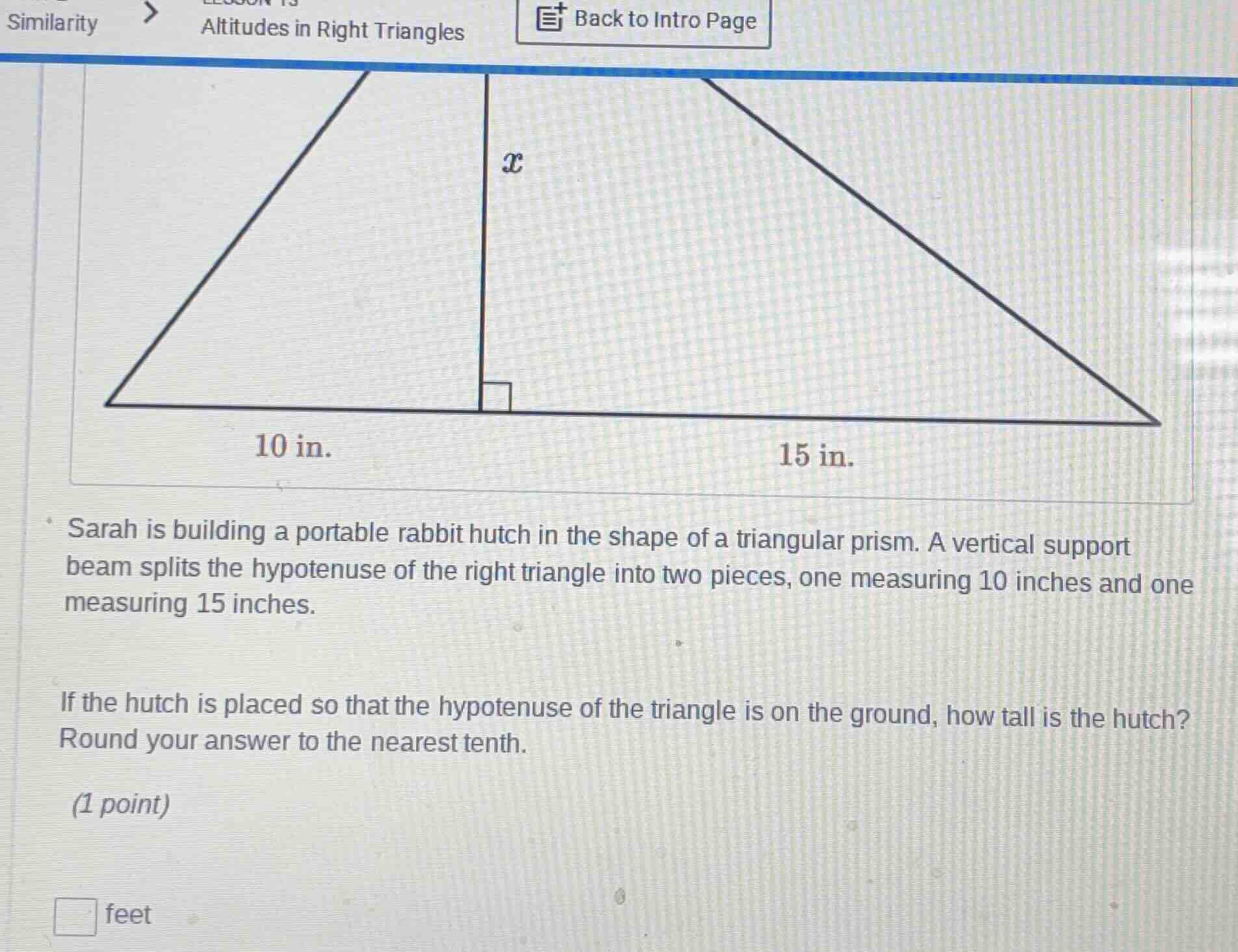 similarity altitudes in right triangles back to intro page sarah is bui…