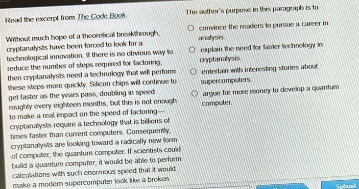 read the excerpt from the code book without much hope of a theoretical …