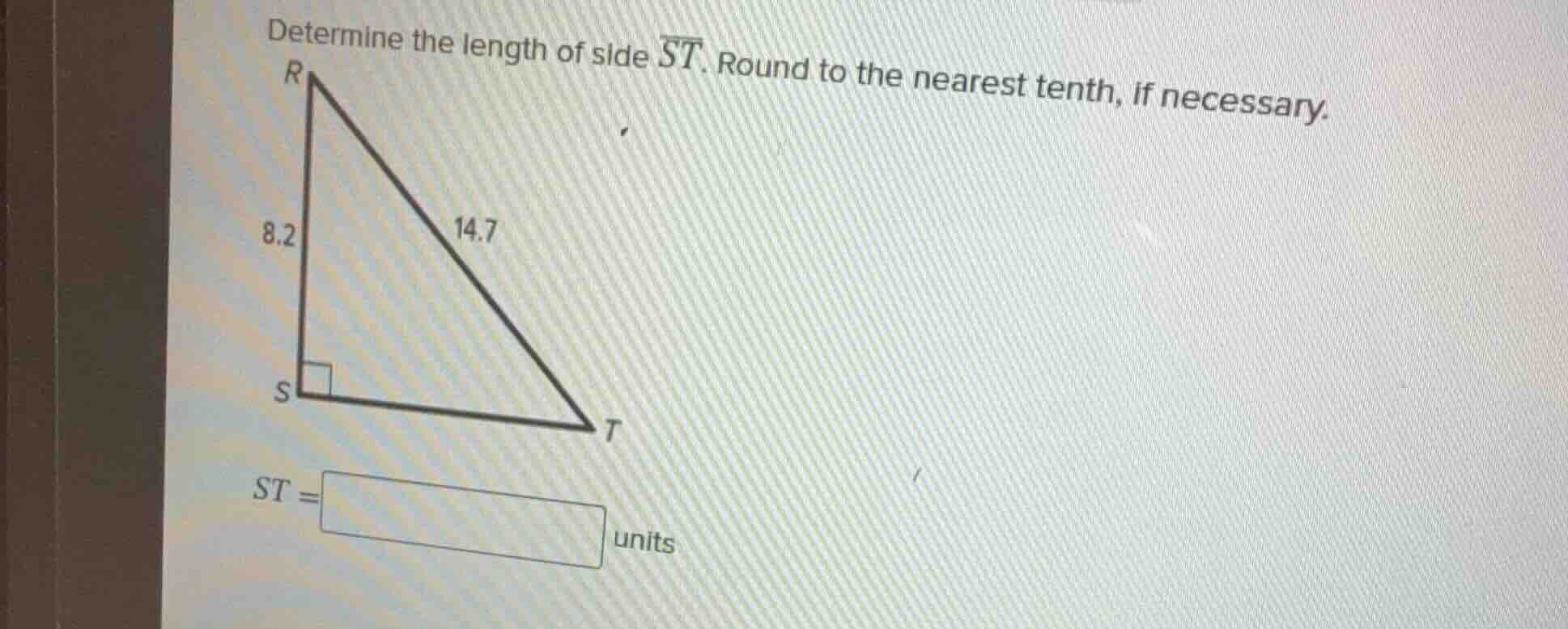 determine the length of side \\(\\overline{st}\\). round to the nearest…