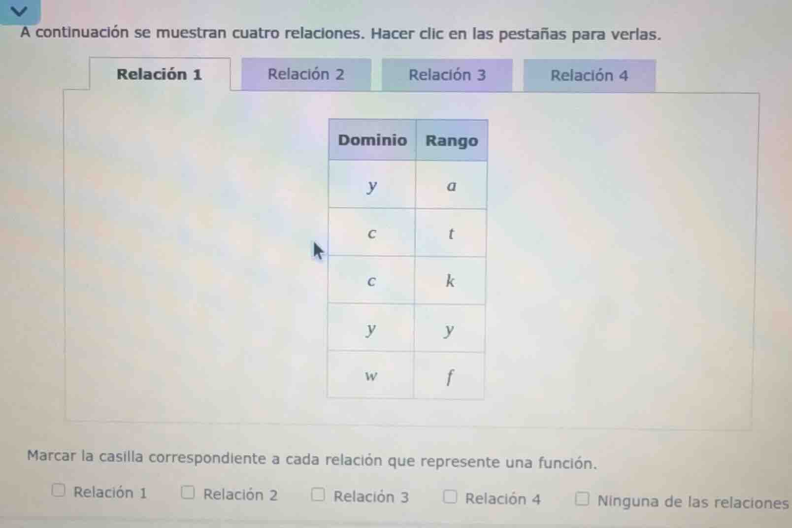 a continuación se muestran cuatro relaciones. hacer clic en las pestaña…