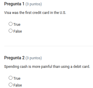 pregunta 1 (3 puntos) visa was the first credit card in the u.s. true f…