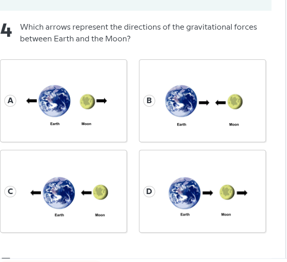4 which arrows represent the directions of the gravitational forces bet…