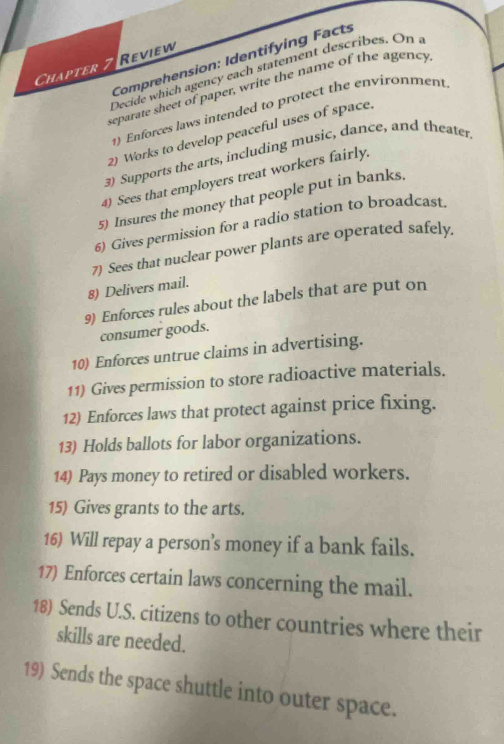chapter 7 review comprehension: identifying facts decide which agency e…