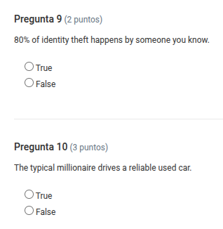 pregunta 9 (2 puntos) 80% of identity theft happens by someone you know…