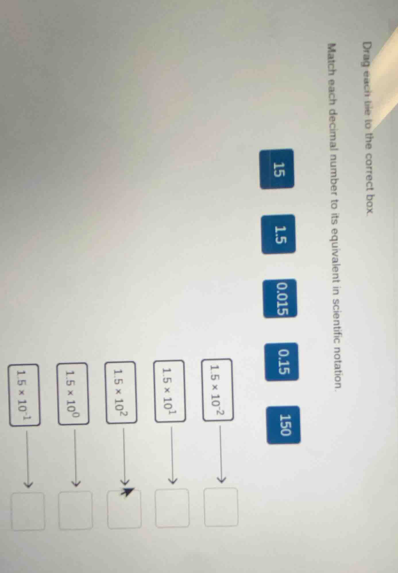 drag each tile to the correct box. match each decimal number to its equ…