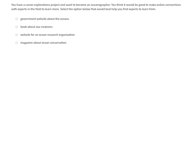 you have a career explorations project and want to become an oceanograp…