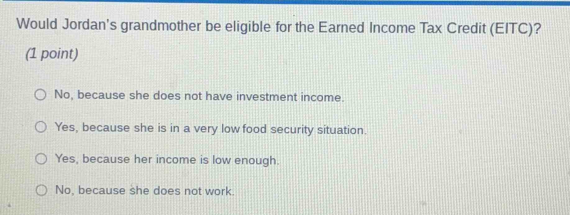 would jordans grandmother be eligible for the earned income tax credit …