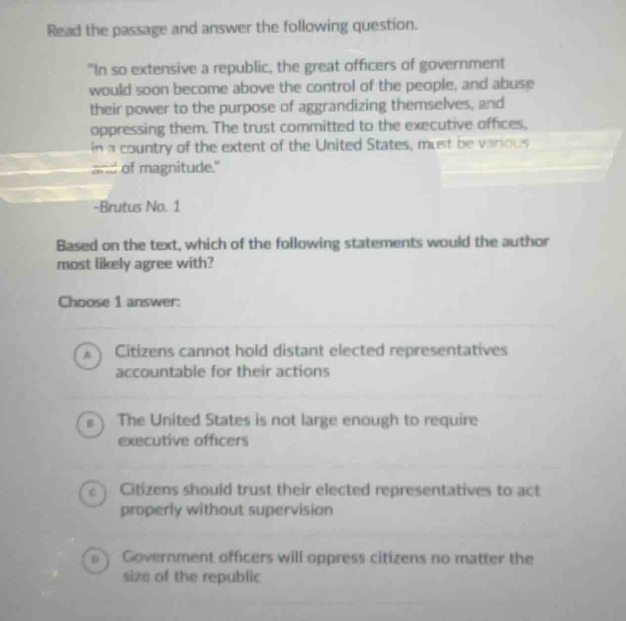 read the passage and answer the following question. \in so extensive a …