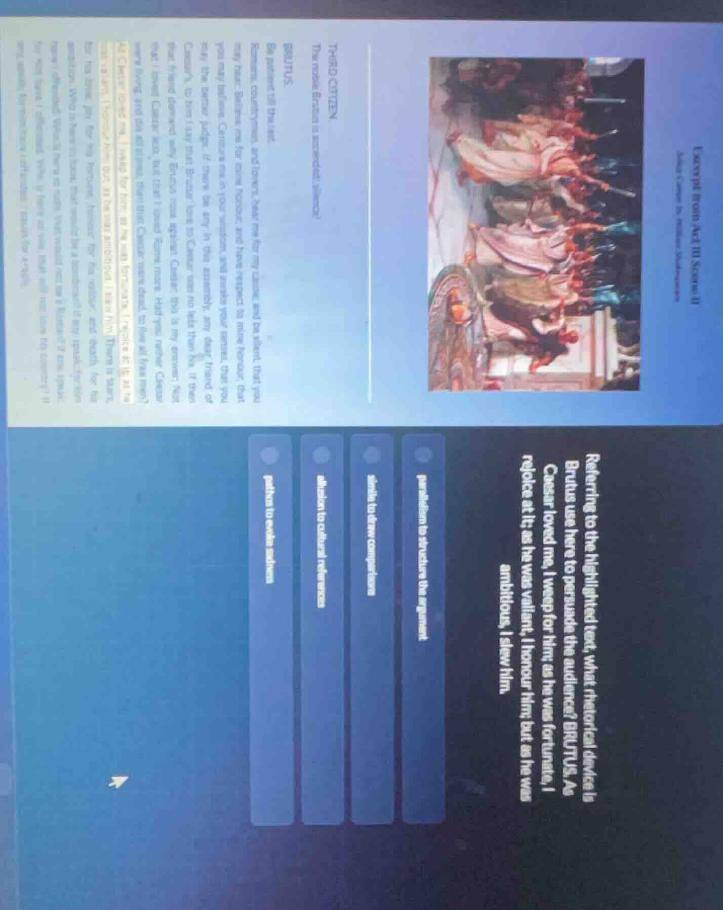 excerpt from act iii, scene ii referencing the highlighted text, what r…