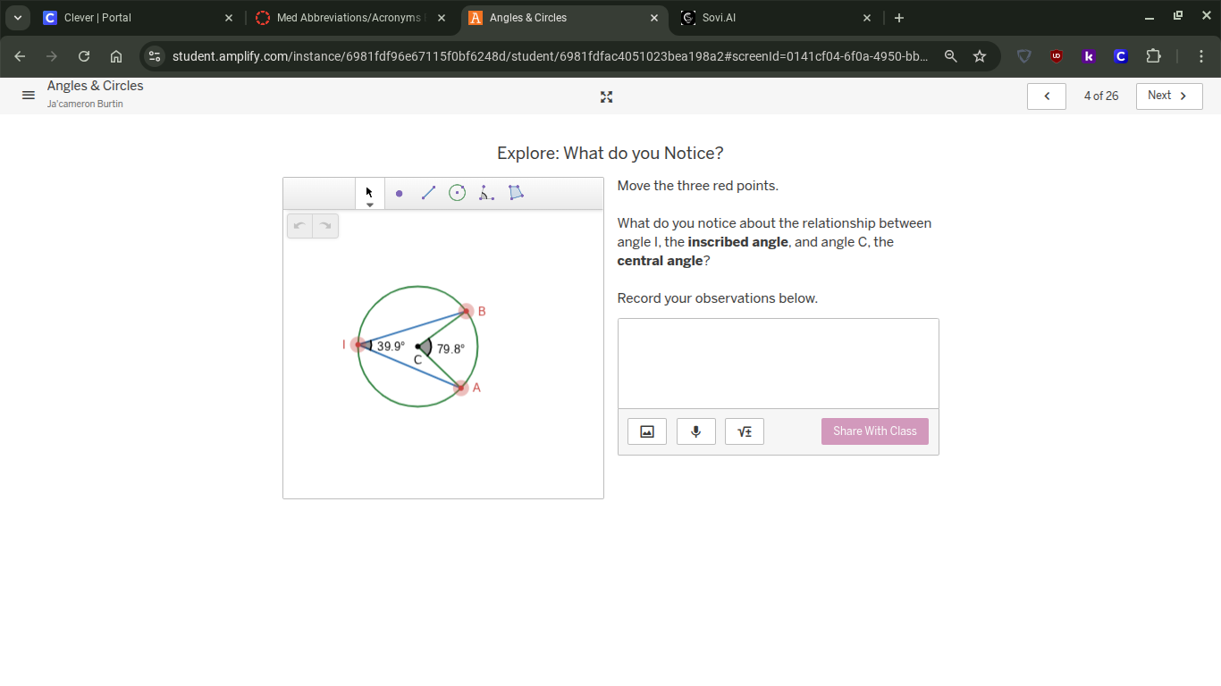 explore: what do you notice? move the three red points. what do you not…
