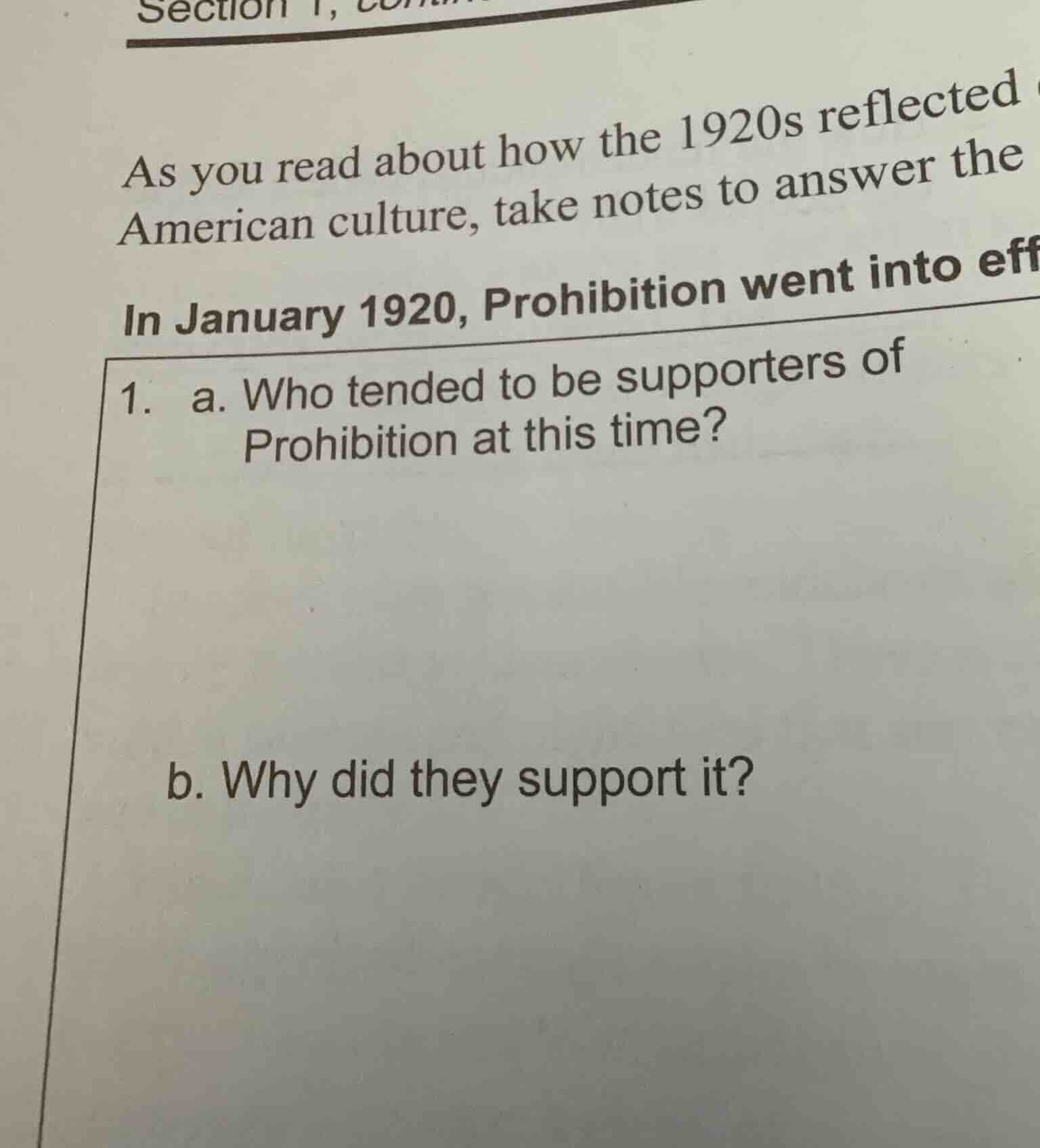 as you read about how the 1920s reflected american culture, take notes …