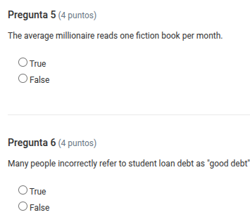 pregunta 5 (4 puntos) the average millionaire reads one fiction book pe…